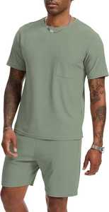 Ensemble de shorts et de t-shirts personnalisés pour hommes, 2 pièces respirantes brodées et élégantes à la mode, personnalisables et marinés - Product Image 2