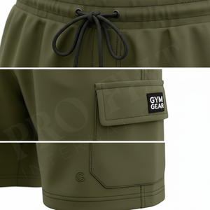 Pantalones Cortos Deportivos de Algodón y Poliéster, Casuales, con Cordón, Cintura Elástica, para Gimnasio, OEM, ODM, Cómodos, con Bolsillos, Estilo Urbano, para Verano - Product Image 4