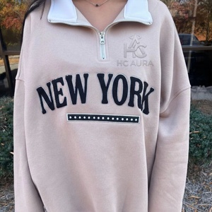 <b>Top</b> Demand Women's Oversized <b>Mock</b> <b>Neck</b> Fleece Sweatshirt Custom Logo Pullover Wholesale Casual Premium Quality Streetwear Winter - Product Image 6