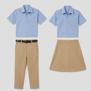 Uniforme Escolar de Tela de Mezcla de Algodón Personalizable de Alta Calidad, Conjunto Unisex para Niños, Material Duradero y Cómodo para el Uso Diario Escolar - Product Image 1
