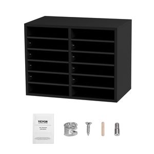 Organizador de Madera de 12 Compartimentos con Estantes Extraíbles y Ranura para Correo, para Oficina, Hogar, Aula, Correo, Llaves, Organización de Pared - Product Image 1