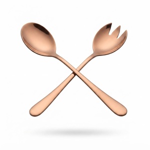 Luxury Design Rose Gold Stainless Steel <b>Salad</b> Servers Mirror Polished Metal Serving Spoon and Fork Set for Restaurant Buffet - Product Image 1
