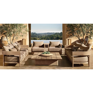 Teak Wood <b>Garden</b> <b>Sofa</b> Chair with Soft Cushion Outdoor Lounge Seat Patio Armchair - Product Image 4