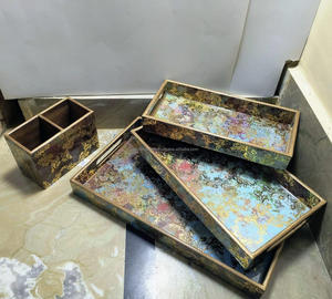 Handmade Polished <b>MDF</b> Customized Color Shape Meena Decorative Trays India Top Selling Table Top Crafting Crafts Buddhism - Product Image 1