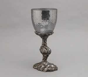 Jaffsexports Candelabro de Aluminio Niquelado Antiguo con Textura Martillada y Soporte de Cristal Mercurizado, Ecológico y Duradero para - Product Image 3