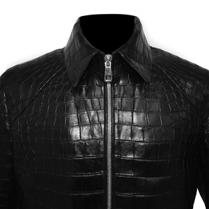 Luxury <b>Men's</b> Embossed Custom Print Genuine Leather <b>Jacket</b> with Stand Collar Custom Logo Sizes Handmade High Street Style - Product Image 4