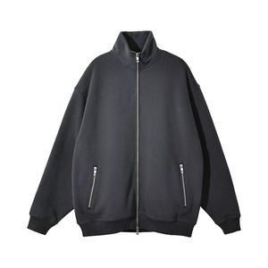 Men's Stand Collar Fleece <b>Zip</b>-<b>Up</b> <b>Jacket</b> Solid Color Regular Sleeve Autumn Wear - Product Image 1