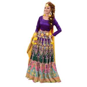 Vestido de novia Mehndi Lehnga con bordados elaborados, ropa de boda tradicional pakistaní, traje étnico de diseñador, servicio de tamaño y color personalizados - Product Image 1