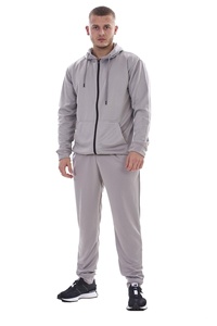 Mens <b>Plain</b> <b>Tracksuit</b> Zipper Polyester Ribbed Hooded Sweatshirt Jogger Mens Hooded Personalized Logo Embroidery <b>Plain</b> Color - Product Image 3