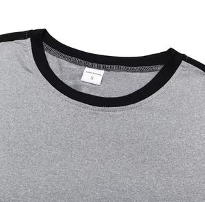 T-shirt à manches courtes pour homme, col rond, coupe classique, bordure contrastée sur le devant, tricot uni, vêtement décontracté, polyester écologique - Product Image 5