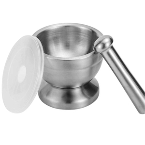 Fancy Stainless Steel Mortar And Pestle Set With Lid Metal Spice <b>Grinder</b> And Pill Crusher For Kitchen <b>Herbs</b> Spices In Good Price - Product Image 5