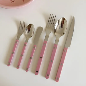Juego de Cubiertos de Acero Inoxidable con Mango de Bambú, Diseño Tradicional, Cubiertos Duraderos para Catering - Product Image 3