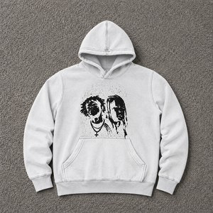 เสื้อฮู้ดดี้โอเวอร์ไซส์สีเงินลายกราฟิกสไตล์วินเทจ สตรีทแวร์ พิมพ์ลายภาพเหมือนสีดำ ผ้าฝ้ายฟลีซหนานุ่ม แฟชั่นเสื้อฮู้ด - Product Image 5