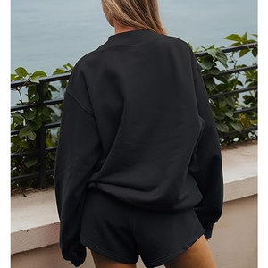 Customized Heavyweight Long Pullover Reversible Mock Neck Turtleneck Sweatshirt Winter Oversized Blank Women's Custom Logo - Product Image 2