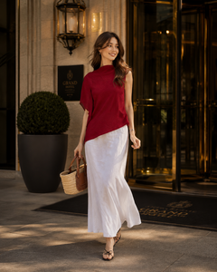 Women's Royal Blue Bohemian V-Neck Off-Shoulder Dress White Wide-Leg Pants <b>Set</b> <b>Linen</b>/Cotton All Seasons Vintage Eco-Friendly - Product Image 1
