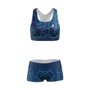 Custom Logo 2 Piece Fitness Set Racer Back Sports <b>Bra</b> and Shorts Premium Comfort Athletic Wear Solution - Product Image 4