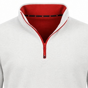 Sudadera polar unisex blanca personalizada con media cremallera, deportiva, anti-bolitas, transpirable, cálida, de manga larga, para venta al por mayor y estampado. - Product Image 4