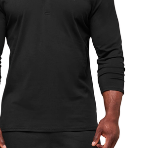 <b>Mens</b> Slim Fit Long Sleeve <b>Henley</b> Shirt Black Button Neck Gym Casual Athletic Fitness Sportswear <b>Top</b> - Product Image 5