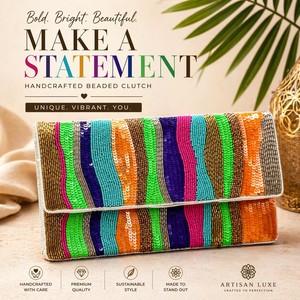 Bolso de mano artesanal con cuentas de colores vibrantes – Elegante bolso de noche para mujer, hecho a mano con cuidado, de calidad premium y diseño exclusivo. - Product Image 4