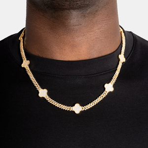 <b>Iced</b> <b>Out</b> Clover Cuban Link <b>Chain</b> | Gold Diamond Hip Hop Necklace | Luxury Rapper Streetwear Jewelry | Statement <b>Chain</b> for Men - Product Image 2