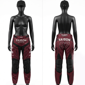 Pantalones de Paintball TAISON SPORTS Premium de 260 GSM, Poliéster/Nailon de Alto Rendimiento para Hombre, Color Granate y Negro, Panel Protector, Diseño de Logotipo Personalizado - Product Image 1