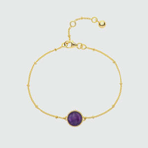 Pulsera deslizante de amatista natural, piedra preciosa facetada redonda, pulsera ajustable hecha a mano, joyería delicada para mujer, regalo para ella. - Product Image 3
