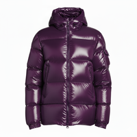 Blouson matelassé à capuche orange pour homme, coupe-vent, rembourré de duvet, fermeture éclair, couleur unie, manteau d'hiver décontracté, longueur standard