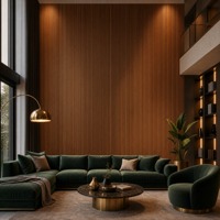 Panneau mural en WPC pour salon, revêtement mural en teck, panneaux décoratifs en bois pour l'intérieur, pour mur de fond de télévision
