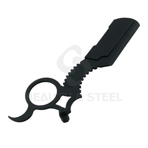 Rasoir à lame unique ergonomique avec anneau de maintien en argent à découpe étoilée, système de rasage pour barbiers professionnels - Product Image 5