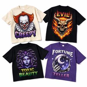 OEM Wholesale Y2K Retro Fashion Versatile <b>Gothic</b> Oversized 100% Cotton Breathable High Street Men's T-<b>shirt</b> Casual Streetwear - Product Image 6