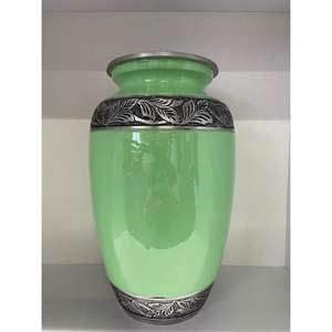 Urne funéraire bleue avec gravure argentée, urnes de haute qualité pour cendres, prix de gros, urne et pot funéraires faits à la main de style américain - Product Image 5