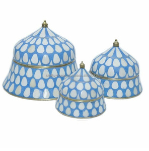 Caja Suri de lujo hecha a mano con incrustaciones de hueso, organizador de joyas de lujo en dos tonos, azul y blanco, para mujeres y niñas, decoración de joyería - Product Image 3