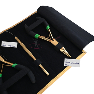 Kit de Herramientas para Extensiones de Cabello Doradas para Estilistas: Alicates para Extensiones, Herramienta para Remover Microperlas, Herramienta de Bucle, Enhebrador, Alicates de Crimpado, Gancho de Extracción - Product Image 4