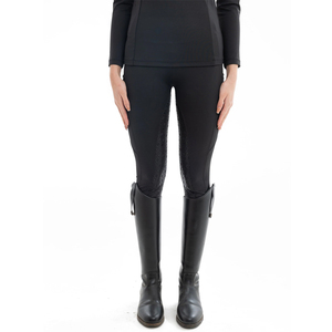 Culotte d'équitation taille haute pour femme, noire unie, coupe ajustée, avec grip intégral sur le siège - Product Image 4