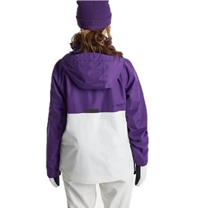 Chaqueta Impermeable Cortavientos para Esquí y Snowboard para Mujer, Color Morado y Blanco, con Capucha, Tipo Anorak, con Bolsillo Frontal Grande - Product Image 2