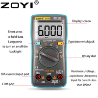 ZOYI ZT-102 Multimeter Digital Presisi Tinggi 6000 Hitungan, Pengukur Arus DC, Resistansi, Frekuensi, Ukuran Saku, Rentang Otomatis