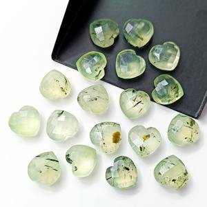 Piedra preciosa de prehnita facetada de grado AAA, tallada a mano en forma de corazón, para la fabricación de joyas, 10 mm, prehnita suelta, cuentas briolette, a granel. - Product Image 2