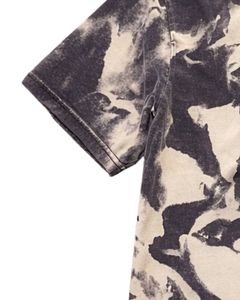 T-shirt en coton délavé à l'acide, motif marbre abstrait blanc charbon, col rond, manches courtes, style vintage, streetwear décontracté pour homme - Product Image 5