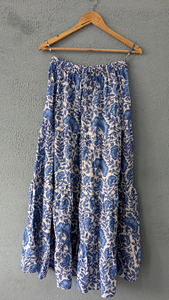 Jupe longue décontractée imprimée à la main indienne pour femmes taille élastique respirante et durable faite avec des couleurs naturelles - Product Image 4