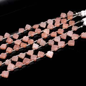 Perles de pierre de lune naturelle pêche en forme de feuille, sculptées à la main, pour la fabrication de bijoux, 10-11MM - Product Image 2