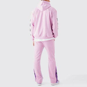 ชุดเซ็ตสเวตสูทโอเวอร์ไซส์ผ้าฝ้ายสไตล์วินเทจสำหรับทุกเพศ ชุดฮู้ดดี้แทรคสูทผู้ชายแบบสั่งทำพิเศษสำหรับฤดูหนาว กางเกงขายาวทรงบานฟอกสีแบบแอซิดวอช ชุดฮู้ดดี้ - Product Image 2