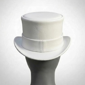Sombrero de Copa de Cuero Genuino Personalizado, Hecho a Mano, con Diseño Personalizado para Colección de Disfraces de Moda Gótica - Product Image 4
