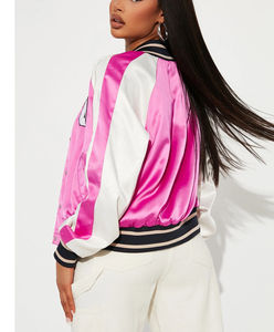 Customized Women's Sheep Skin Leather <b>Bomber</b> <b>Jacket</b> with Embroidery Lightweight Zip-Up Breathable Eco-Friendly Winter Outerwear - Product Image 6