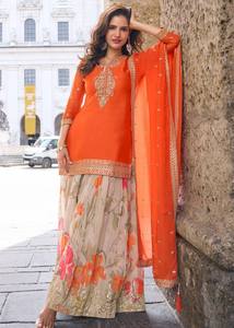 LD CREATION - Salwar Kameez de Diseño en Crepé de Seda Bordado, Moderno, Elástico, Reversible, Antiarrugas, con Protección Solar, en Organza - Product Image 1