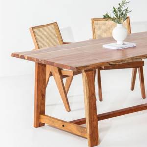 Table à manger en bois Vandana Zentrix Pebble avec un design contemporain fait main et massif - Product Image 3