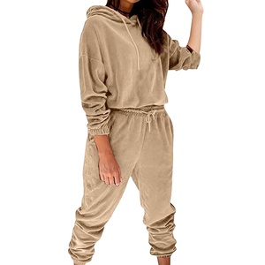 Fashion Crop Top Suit Hooded Sportswear Pullover <b>Leggings</b> Velvet Women Sweat Suit 2 Piece Set 2026 - Product Image 4