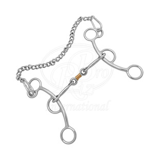 Bocado de Brida Tipo Gag de Hierro Dulce Resistente de 3 Piezas con Vástago Corto, Envuelto en Cobre y Acero Inoxidable, Cadena Desmontable, 5 Pulgadas - Product Image 4