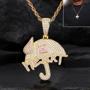 Pendentif parapluie Hip Hop avec diamants de laboratoire, en argent 925 plaqué or, strass en cristal, breloque unisexe à thème pour fête - Product Image 1