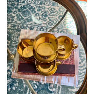 Tasses et soucoupes à thé personnalisables en laiton de haute qualité, finition dorée brillante, design unique gravé, style classique - Product Image 3