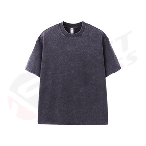 Camiseta Gris Lavada de Manga Corta de Satén Grueso con Gráficos Personalizados, Teñida en Prenda, Antiencogimiento, 280 g/m², para Hombre - Product Image 5